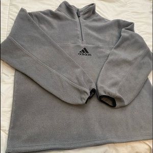 Adidas grey vintage center logo 3/4 zip up sweater